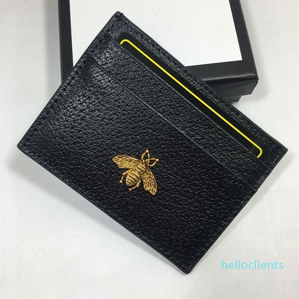 2022 New Fashion Leather Genuine Small Wallets Titulares Mulheres Metal Bee Bank Cr￩dito Pacote de cart￣o de moeda de moedas Bolsa de cart￣o Purse Mulheres Mulheres de qualidade superior de carteira