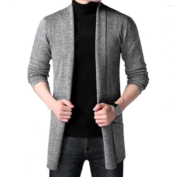 Camisolas masculinos Men Cardigan Sweater Casat Pure Color Anti-Shrink Autumn Winter Knitting for Work Office Macho Clothing