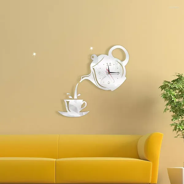 Orologi da parete 2022 Orologio Orologio Specchio Tazza da caffè Decorativo Cucina Sala da pranzo Decorazioni per la casa Cucina