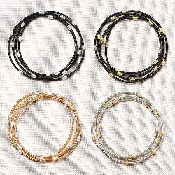 Bangle Jewelry Charme Feminino Presente Metal Carbono Aço Fio Merca Bola de Multi-camada Combinação de pulseira mista de pulseira colorida Conjunto