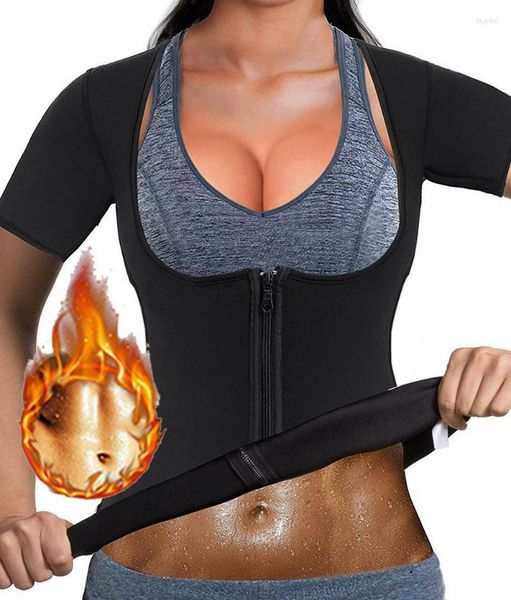 Kadın şekillendiricileri Kadınlar İçin Kadın Neopren Sauna Takım Kadınlar Gömlek Bel Trainer Yelek Fermuarı ile Uygun Kilo Kaybı Gym Egzersiz Vücudu