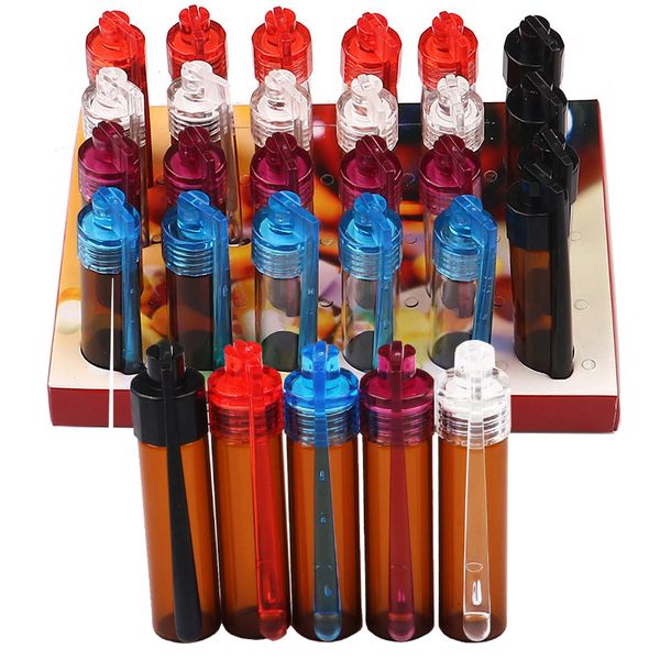 Garrafa de rapé de plástico 67mm Cachimbos Estojo de comprimidos Recipientes Kit Snorter Bolso para cheirar portátil Durável Snuffer Mix Color Snort