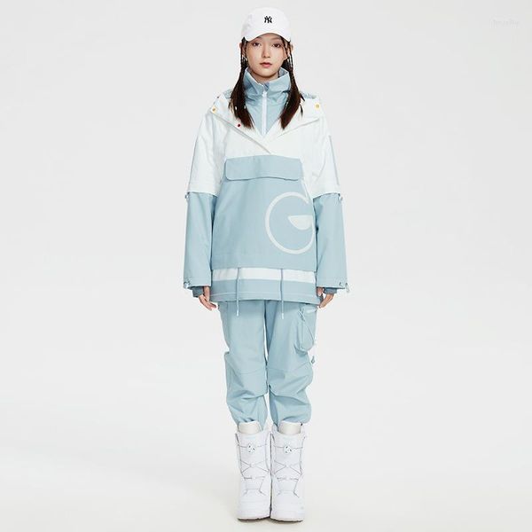 Giacche da sci Tute da sci Donna Pantaloni da neve complessivi impermeabili ispessiti Set Abbigliamento invernale Plus Snowboard da esterno in cotone