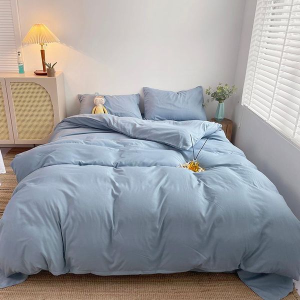 Conjuntos de roupas de cama Conjunto de tecido de alta qualidade Tampa de edredão sólida Cama de cor solteira de tamanho duplo de tamanho King Size