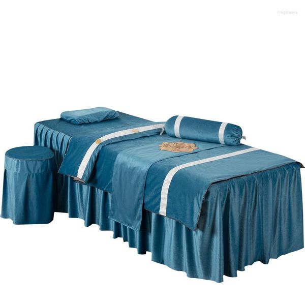 Bedding Define Velvet Luxury 4pcs para salão de beleza Spa de massagem Uso de capa de edredão saia Bedlinen com colcha