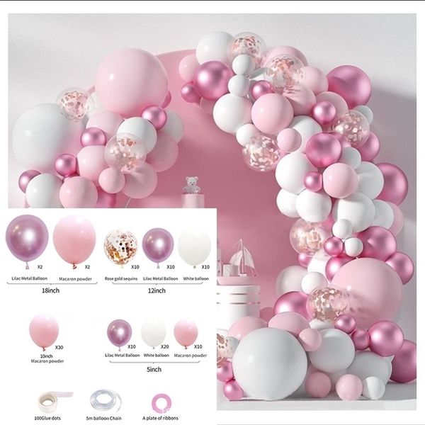 Outros suprimentos de festa festiva 111 pacote kit de balão rosa Decorações de aniversário DIY LATEX Arch Garland para casamento Primeira decoração 221010