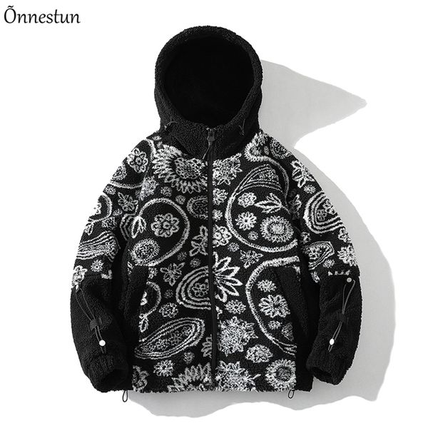 Herrenjacken Una Reta S-XXL Wintermantel Lammwolle Parka mit Kapuze Lose Herrenbekleidung Grain Fleece Jacke Geometrie 221008