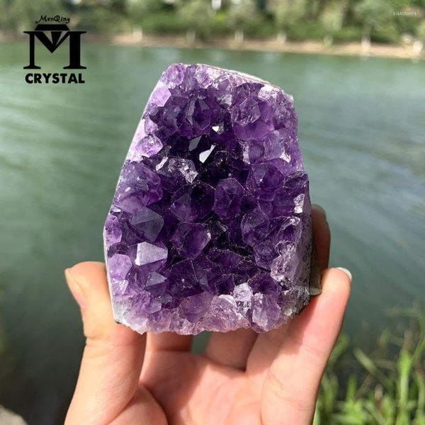 Dekorative Figuren, 1 Stück, natürlicher uruguayischer Amethyst-Cluster, Mineralprobe, tiefvioletter Quarzblock, unregelmäßiger Stein für Heimdekoration