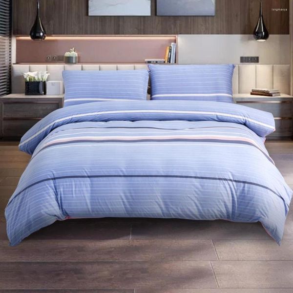 Set di biancheria da letto set di lusso da letto con lamiera piatta e federe super morbido copripiumini traspirante blu king size blu