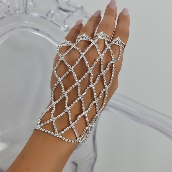 Outros Stonefans Boho Shiny Harness Bracelet para mulheres Bridal Wedding Hand Jewelry Chain Bracelet Acessories Gift 221008