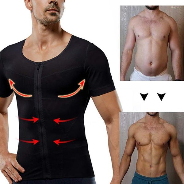 Intimo elasticizzato e modellante per il corpo da uomo T-shirt da uomo a compressione che dimagrisce allenamento perdita di peso magliette da uomo Shaper uomo maglietta Shaperwear