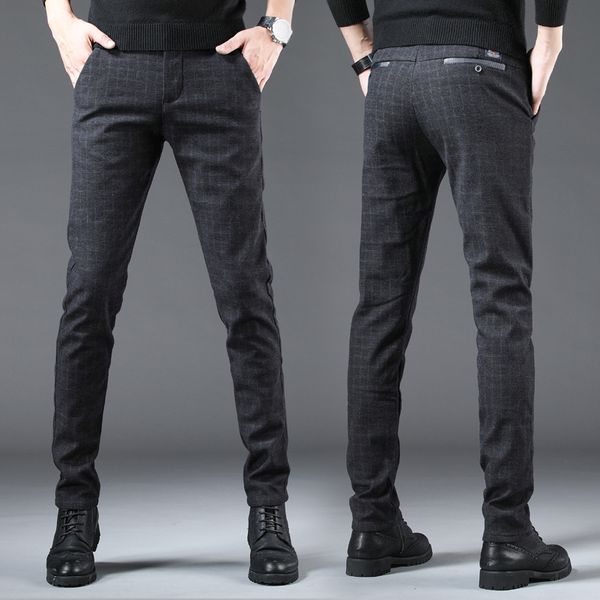 Cal￧as masculinas Vestido n￣o iron do al￭neo masculino Men cal￧a cl￡ssica neg￳cio de moda chino cal￧a macho machos alongados esbelto el￡stico Longo casual preto cal￧a 221010