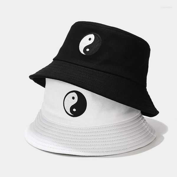 Berets Punk Yin Yin Yang Print Пара шляпа Bucket Hat Outdoor Travel Caps шикарные повседневные солнцезащитные шляпы для женщин подростковые аксессуары для волос 2022