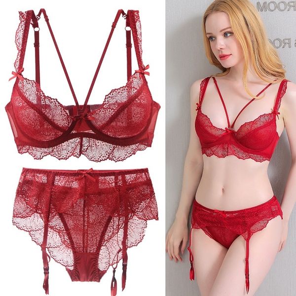 Bras Sets Plus Size 34 44 Push Up Thin Cup Cup Learswear Женщины сексуальное нижнее белье B C D 221010