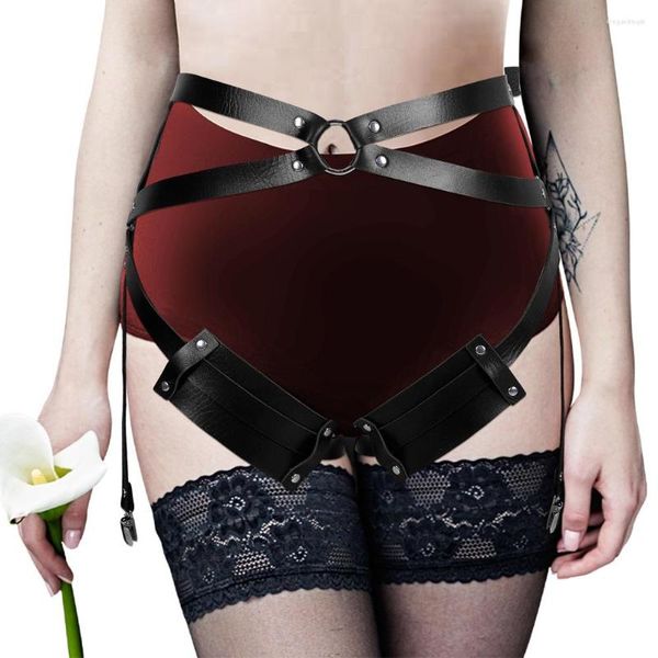 Gürtel Strumpfbänder Harness Für Damen Gürtelschnalle Punk Goth Leder Sexy Fetisch Dessous Kleid Dance Rave Kostüm Zubehör Schwert