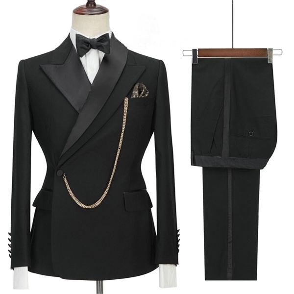 Erkekler Suits Blazers Özel Yapımı Siyah Damat Smokin Tepeli Kavur Çift Göğüslü Erkekler Takım Prom Düğün Parti Erkek Kostüm Jacketpants 221008