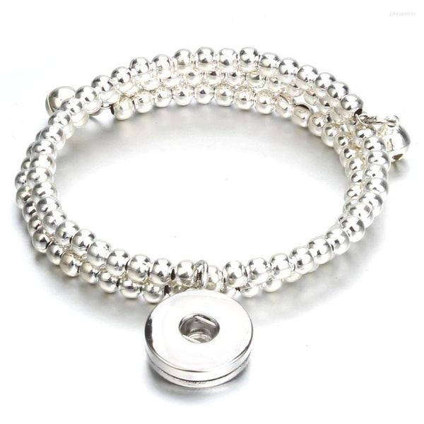 Bracelets de charme moda bohemian 18mm Metal Snap Button Beads Bracelet Elastic Multi-Turn em torno de Jóias Relógios Mulheres
