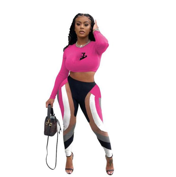 Frauen Trailsuits zweisteuelhafte Set Long Sleeve V-Ausschnitt Low geschnittene Slim T-Shirt-Hosen Outfits Ladies Casual Solid Color Yoga Sportanzug neu