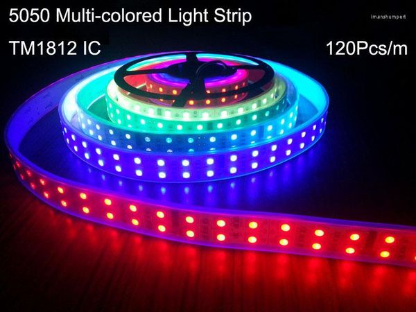 Streifen 20 m zweireihiges LED-Licht TM1812 IC Dream Color RGB-Streifen 120 LEDs/m 5 m/Rolle DC12V-Röhre wasserdicht/nicht flexibel
