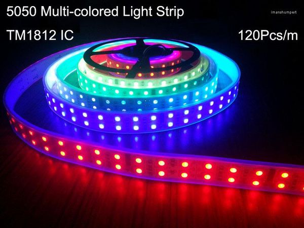 Полосы 20 м Светодиодный свет с двумя рядами TM1812 IC Dream Color RGB Strip 120Leds/M 5 м/рулон DC12V Трубка водонепроницаемость/не гибкая лента