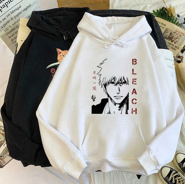 Herren Hoodies Sweatshirts Japanische Anime Bleach Lustige Cartoon Grafik Hoodies Männer Katze Samurai Kawaii Vintage Sweatshirt Hip Hop Streetwear Hoody Männlich T221008