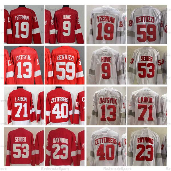 Jersey 2021 Reverse Retro 71 Dylan Larkin 59 Tyler Bertuzzi Hockey''Nhl''Jerseys 23 Lucas Raymond 53 Moritz Seider Henrik Zetterberg Gordie Howe Steve