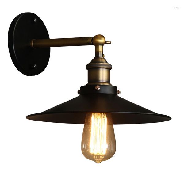 Duvar lambası klasik loft retro retro endüstriyel siyah boyalı metal ferforje ile E27 Edison ampul açık aplik