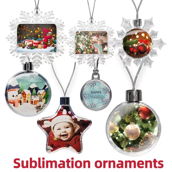 Сублимация прозрачная рождественская орнамент с двойным напечатанным подвесной подвесной кулон