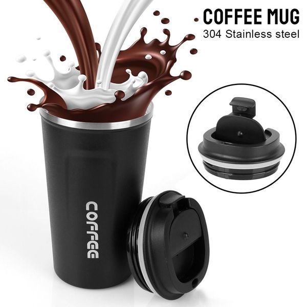 Bottiglie d'acqua Tazza da caffè Thermos per auto Tazza da viaggio a prova di perdite per Tea Cafe 380510ML Doppio acciaio inossidabile 221008