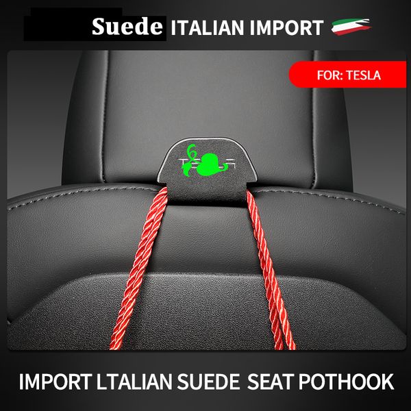 Gancio posteriore per seggiolino auto per Tesla Model 3 Y 2022 2021 Accessori interni Sedile in pelle scamosciata Appendiabiti Borsa della spesa Portaombrelli 1 pz