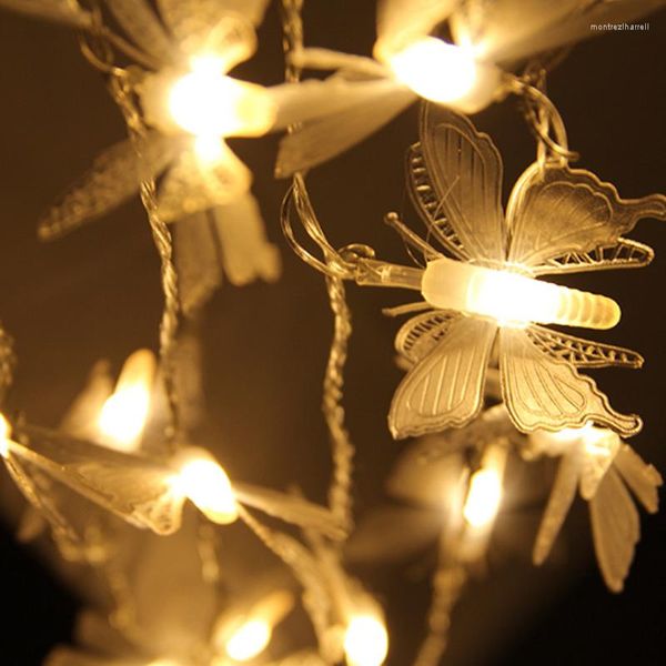 Струны яркие 5м 20 -letss Dragonfly/Butterfly/Dandelion Рождественская светодиодная струна Света светово -персиковое крылое открытое садовое дерево украшение