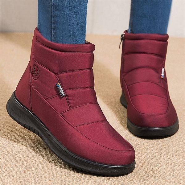 Botas mulheres neve impermeável para sapatos de inverno zíper tornozelo femininas femininas mantêm botinas quentes 221010