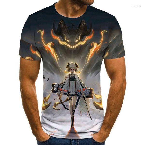 T-shirt da uomo T-shirt modello di gioco Anime 3D Abbigliamento per ragazzi Moda Harajuku Tops Estate Casual O-Collo Streetwear a maniche corte