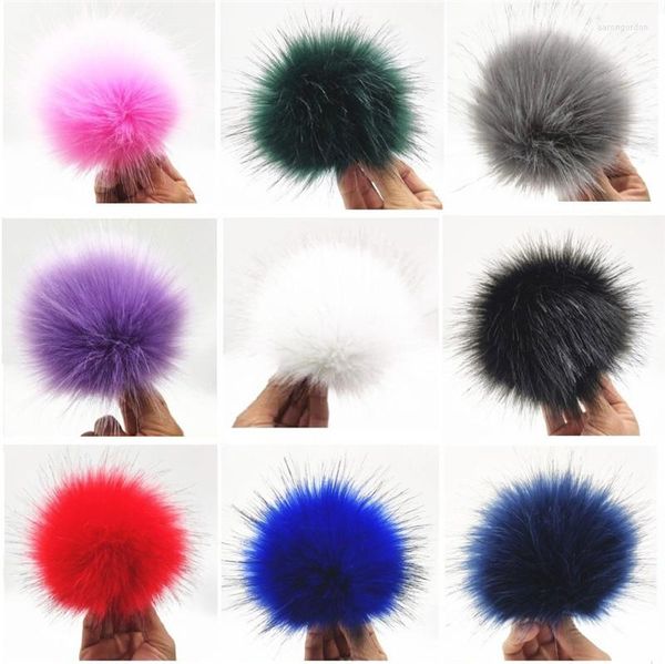 Boinas de 12 cm de pompo colorido com snaps de pêlo artificial de inverno para gorros de malha sapatos de chapéus de boné