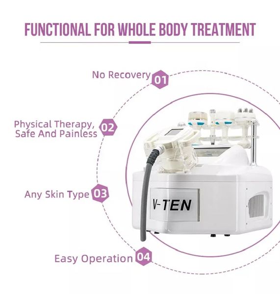 80K Cavitação a vácuo Sistema V10 Outro equipamento de beleza VELA EMPLANHO DE MÁQUINA DE MACHÃO DE SLUMMING ROLUÇÃO DE CELULITE REDIÇÃO RF Cavitação de gordura levantamento de rosto