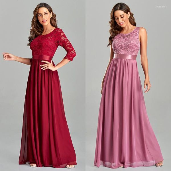 Brautjungfer Kleid Frauen Abendkleider Elegante Oansatz Spitze Formale Kleid Chiffon Vestidos Robe De Fiesta Für Hochzeit PartyBridesmaid