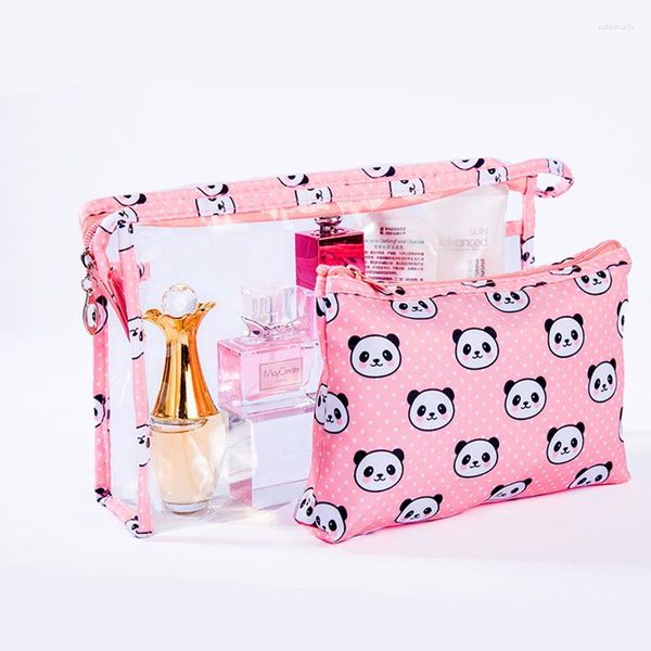 Kosmetische Taschen Mode Frauen Bag Make -up Travel wasserdichte tragbare Make -up -Toildern Kits PVC 2pcs/Set Notousaire