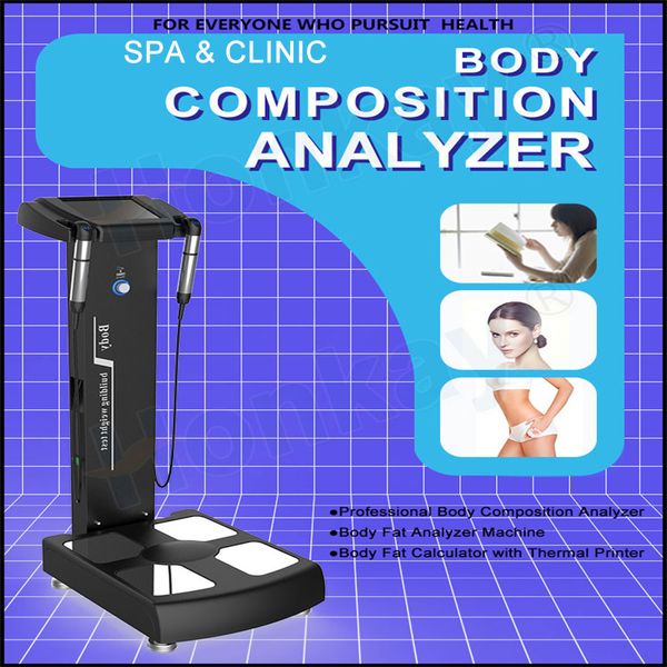 Composi￧￣o corporal Scanner de pele de pele de composi￧￣o do corpo An￡lise de gordura Escala de peso Analisador de composi￧￣o 3D com impressora para uso da cl￭nica de spa Uso