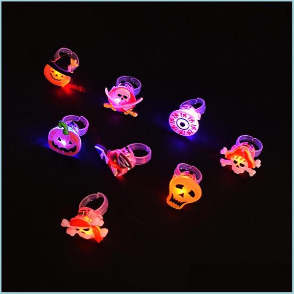 Diğer Festival Parti Malzemeleri Cadılar Bayramı Parti Yüzüğü Hafif kabak parmak lambası LED Colorf Flash Bilezik Kolye Küçük Oyuncak Üreticisi Dhbuw