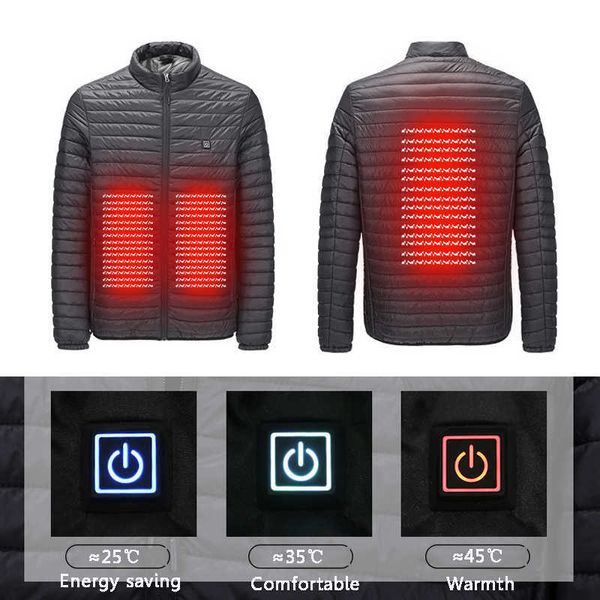 Männer Daunen Parkas Neue Infrarot USB Beheizte Jacke Männer Thermische Outdoor Elektrische Batterie Bauch Zurück Heizung Lange Ärmel Winter Kleidung G221010