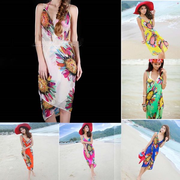 Costumi da bagno da donna Grande vendita Bohemian Women Summer Beach Dress Bikini Cover-up Costumi da bagno Cover Up Sexy Abito con scollo a V profondo