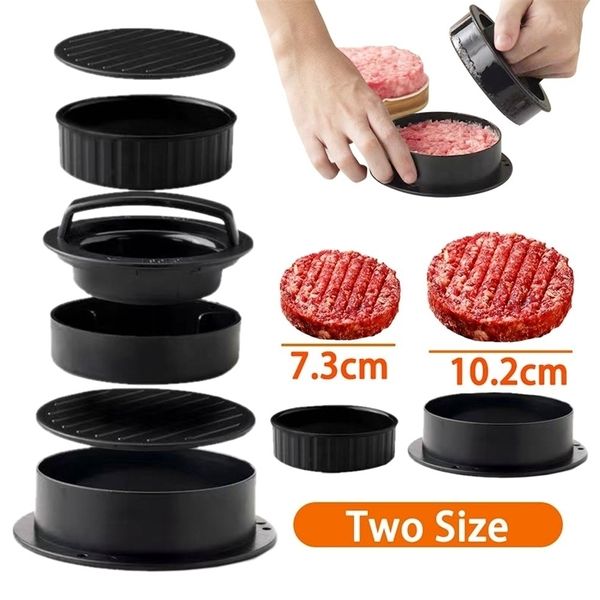 Utensili per carne di pollame Pressa per hamburger in ABS Pressa per torta di carne Stampo per hamburger ripieno con fodere per carta da forno Attrezzi per pasticceria per barbecue Accessori da cucina per barbecue 221010