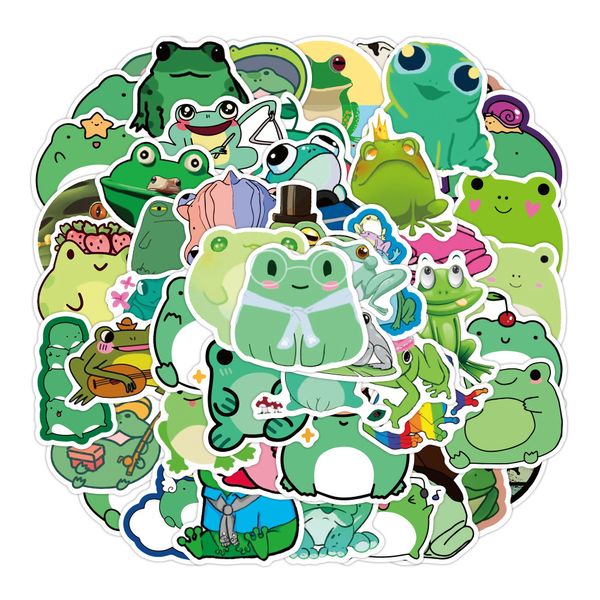 50pcs Frog Stickers Teen çocuklar için karikatür, kız dizüstü bilgisayar bisiklet kaykay telefon bilgisayar için serin su geçirmez çıkartma