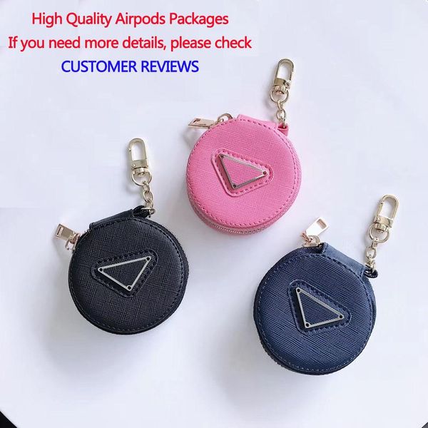 Custodia protettiva Black Pink Navy Airpods con pacchetto di auricolari di moda a triangolo invertito per Airpods adatto 1 / 2