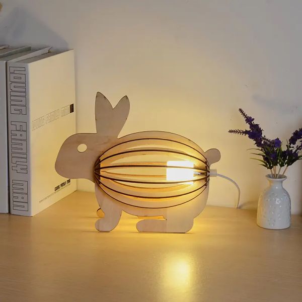 Luci notturne Lampada da comodino per bambini piccola camera da letto creativa Tavolo da coniglio intagliato Regalo a forma di cuore femminile