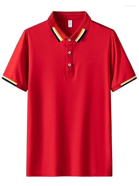 Herren Polos Sommer Rot Poloshirt Männer 2022 Mode Atmungsaktive Rayon Solide Klassische Hemden Männlich Große Größe Tops T 6XL 7XL 8XL