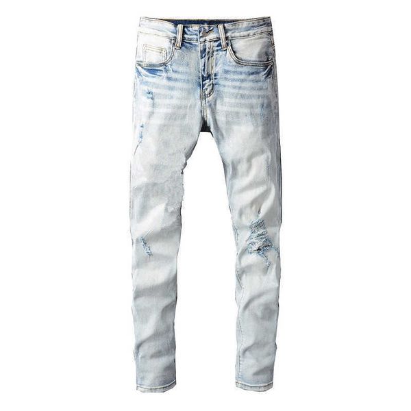 Impressão de jeans de jeans para jovens rip rip slim fit skinn calnts calça de rua de rua jeans de jea