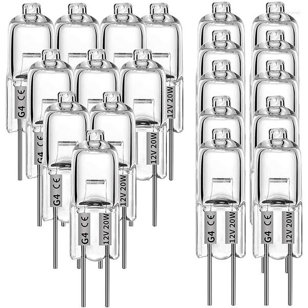 2 Stück G4-Halogenlampen, 20 W, 12 V, 2-polig, transparent, für Herdbeleuchtung, Signalleuchten, Schiene