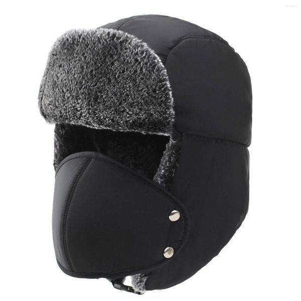 Berretti unisex caldo inverno protezione per le orecchie cappello per il viso cappelli bomber in pelliccia sintetica con patta maschera antivento berretto da caccia per neve fredda # T1P