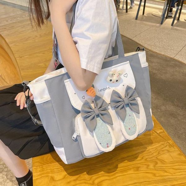 Akşam çantaları Japon kolej tarzı sevimli kadın omuz çanta kız komik yay çanta elçisi crossbody tatlı bayan tote alışveriş